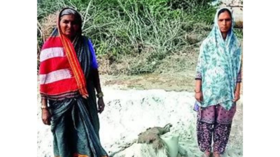 Com subsídio estatal, 2 mulheres da família Karnataka constroem bem na fazenda