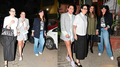 Kareena Kapoor Khan, Karisma Kapoor and Amrita Arora join Malaika Arora for a fun-filled night at her new restaurant