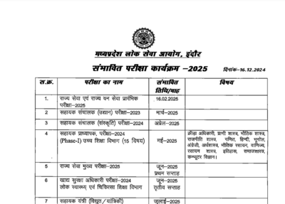 MPPSC 2025 exam calendar released: Check complete schedule here