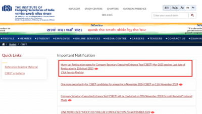 ICSI CSEET मई 2025 पंजीकरण प्रक्रिया icsi.edu पर शुरू होती है, यहां सीधा लिंक देखें