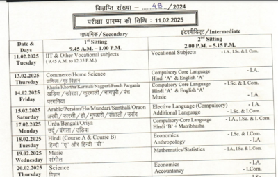 झारखंड कक्षा 10वीं, 12वीं परीक्षा अनुसूची जारी: पूरी समय सारिणी यहां देखें