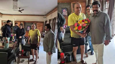 Shiva Rajkumar gets emotional before leaving for surgery in the US; Kichcha Sudeep and Nandamuri Balakrishna visit him at his home