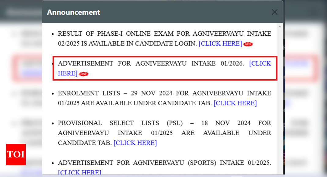 IAF Agniveervayu 2024 notification released at agnipathvayu.cdac.in: Check important dates, steps to apply and other key details here