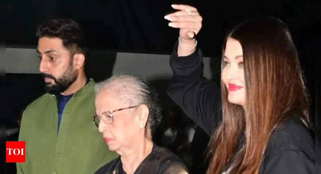 Joyful Aishwarya Rai Bachchan and Abhishek Bachchan attend Aaradhya Bachchan’s annual day with Vrinda Rai on day 2 at Ambani school