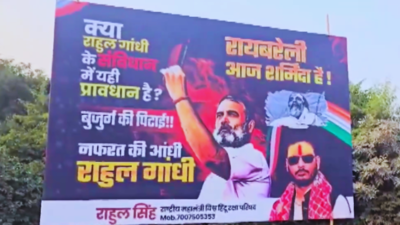 'Rae Bareli aaj sharminda hai': Hindu right body targets Rahul Gandhi with posters over Parliament scuffle