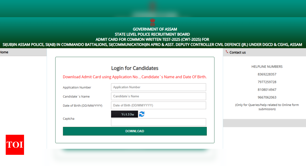 Assam Police SI Admit Card 2024 released at slprbassam.in: Direct link to download hall tickets here