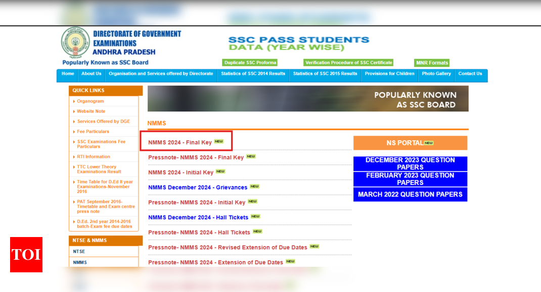 AP NMMS final answer key 2024 released at bse.ap.gov.in: Direct link to check here 