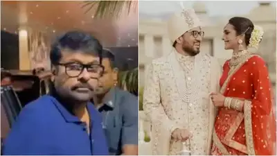 Chiranjeevi makes a stylish entrance at PV Sindhu and Venkata Datta Sai's wedding reception in Hyderabad