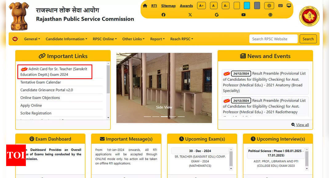RPSC Rajasthan Senior Teacher Admit Card Released – Direct Link Here 