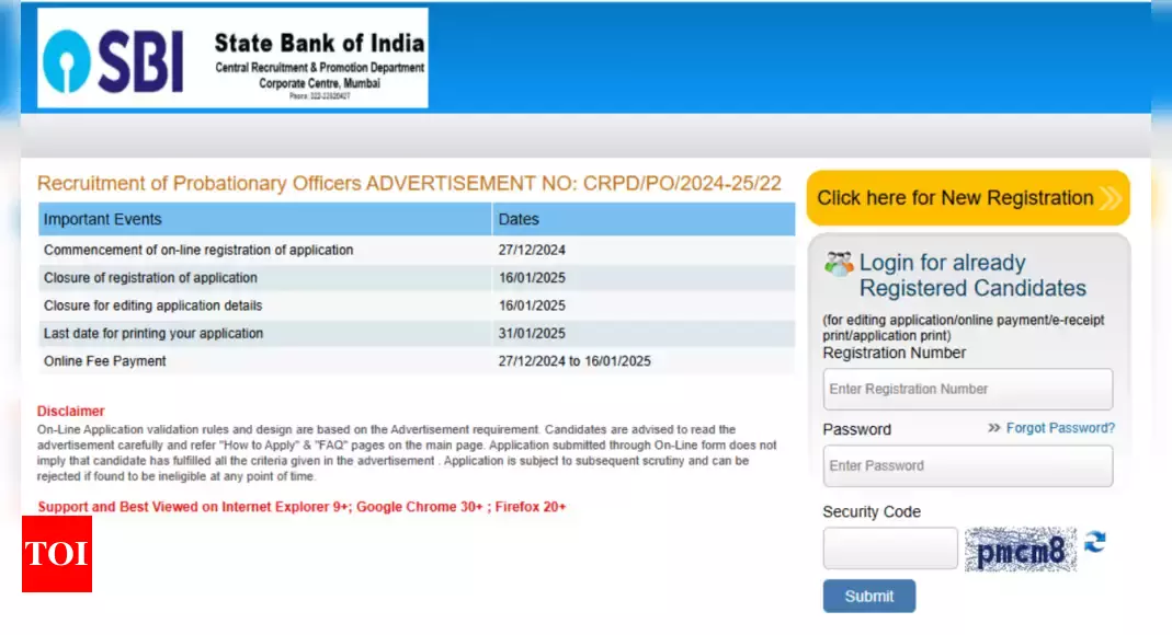 SBI PO 2024: Registration begins at sbi.co.in, check important dates and direct link here