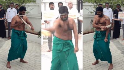 Annamalai News: BJP's Annamalai whips himself outside Coimbatore ...