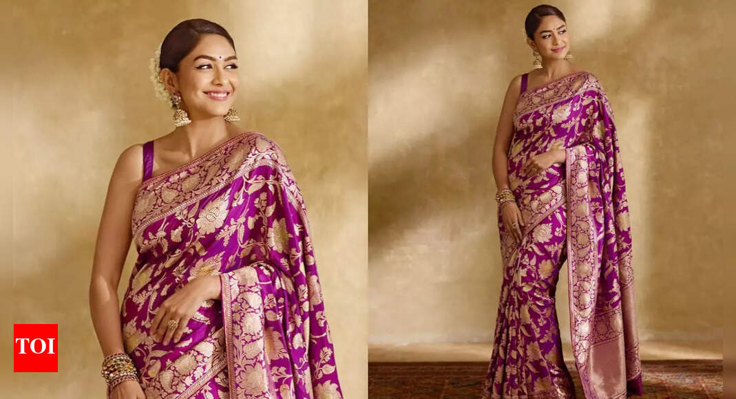 Mrunal Thakur just wore the most regal purple Banarasi silk saree | – Times of India