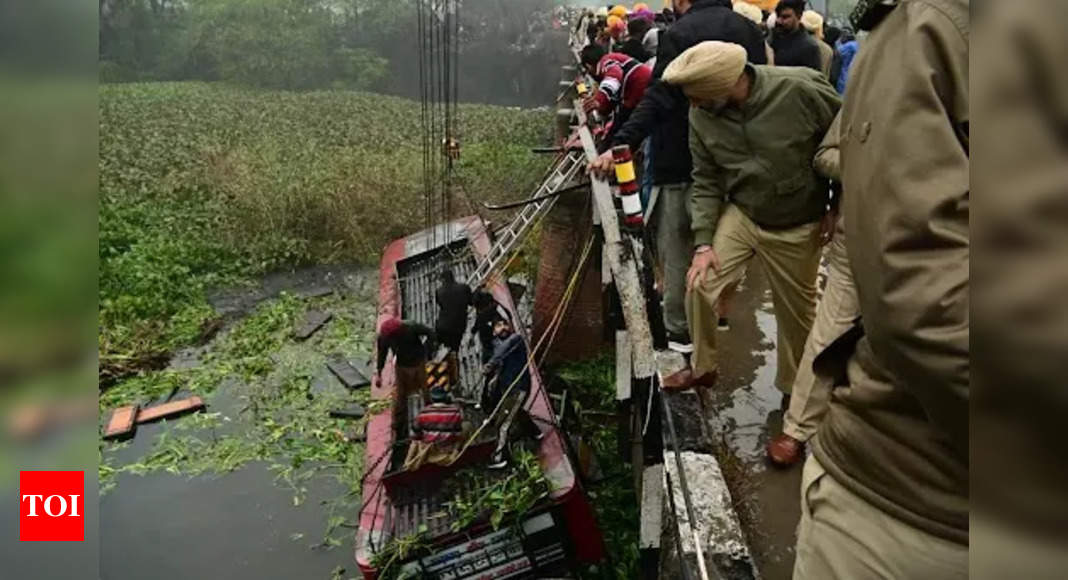 8 dead, 26 injured after bus plunges into drain in Punjab