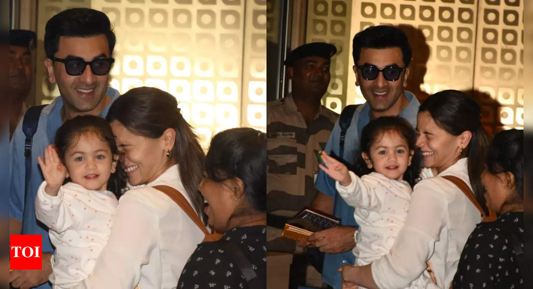 Alia Bhatt and Ranbir Kapoor's daughter Raha Kapoor melts hearts with her cute 'Hie' and 'flying kisses' to paparazzi