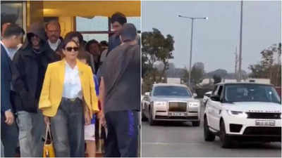 Shah Rukh Khan, Gauri Khan and AbRam arrive in Jamnagar to celebrate New Year 2025 with the Ambani family | Hindi Movie News