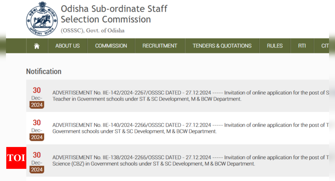 OSSSC TGT Recruitment 2025 Registration opens for 2,629 vacancies