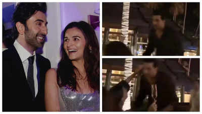 Ranbir Kapoor runs to KISS Alia Bhatt at midnight during New Year's celebration - WATCH