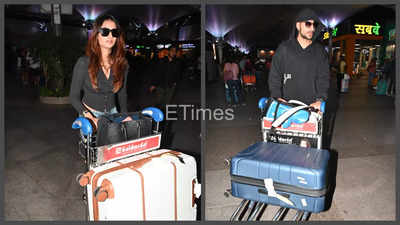 Rumoured lovebirds Palak Tiwari and Ibrahim Ali Khan twin in black as they return to Mumbai after their New Year vacay in Goa - See photos