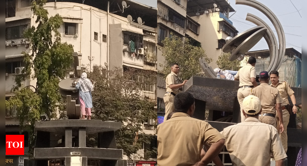 Mentally disturbed woman climbs up 35-feet-high sculpture in Navi Mumbai, rescued