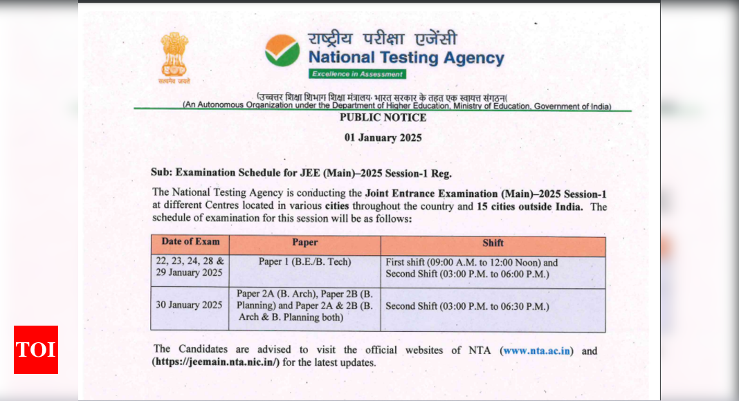 JEE Main 2025: Admission schedule for Paper 1 released at nta.ac.in, Check key details here 