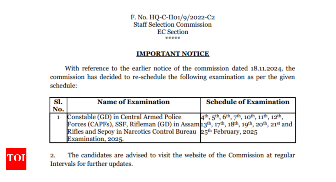 SSC releases important notice regarding re-schedule of important exams, check details here