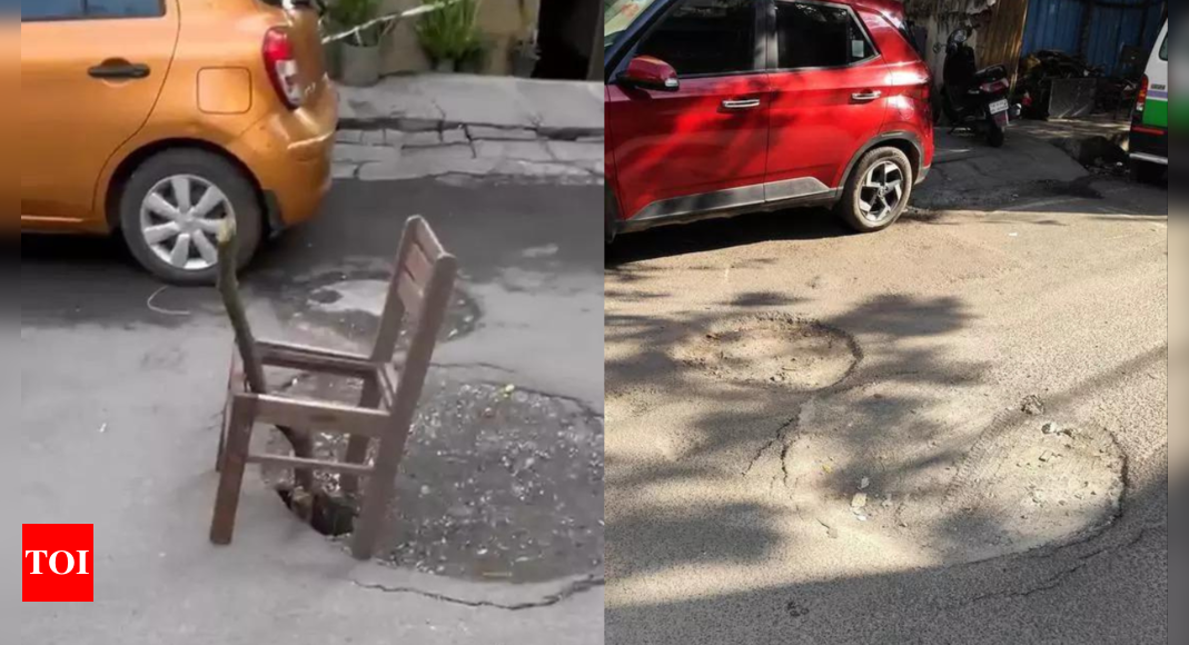 Broken chair placed on sinkhole prompts Bengaluru’s civic authorities to fix it