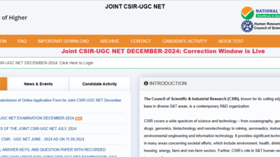 CSIR-UGC NET December 2024 correction window opens: Check details here – Times of India