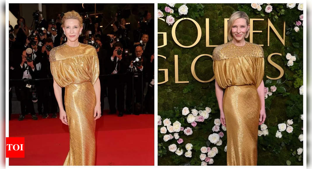 Cate Blanchett REPEATS iconic gold Louis Vuitton gown at the 82nd Golden Globe Awards