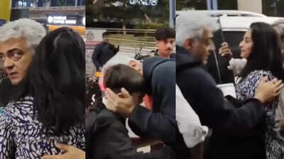 Ajith gives a heartfelt send-off to family as he leaves Dubai for the racing championship