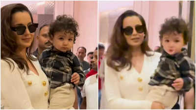 Video: Kangana Ranaut playfully compares nephew Ashwatthama's hair to hers while posing; Says, ' iske baal bilkul meri tarah hai'