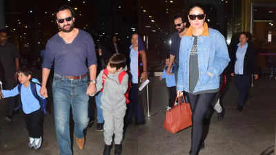 Jeh carries his own heavy bag, leaving the internet surprised as Kareena Kapoor Khan, Saif Ali Khan make a stylish return from their New Year vacay - WATCH VIDEO