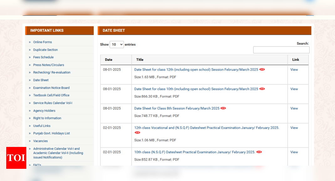 Punjab class 10, 12, and 8 exam date sheets 2025 released at pseb.ac.in: Check complete timetable here 