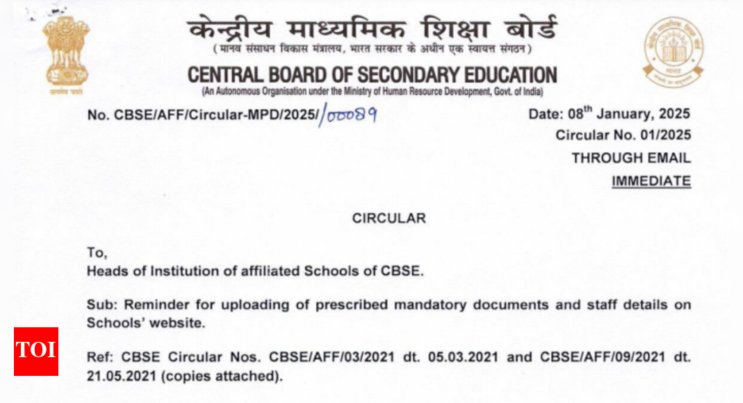 CBSE issues important notice for schools on mandatory document uploading and teacher details