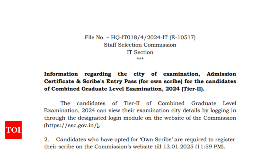 SSC CGL Tier 2 exam city slip 2024 released at ssc.gov.in: Check direct link here