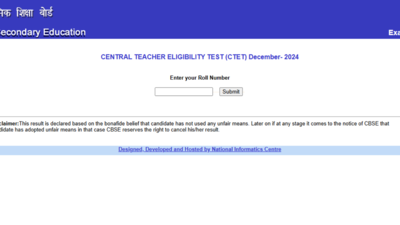 CTET December Result 2024 declared at ctet.nic.in, check direct link here | – Times of India