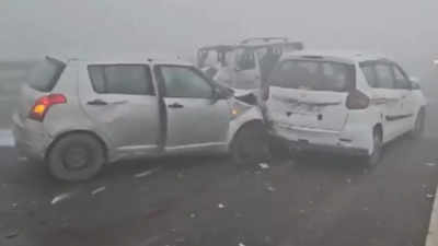 Watch: Dense fog causes multi-vehicle crash on Delhi-Lucknow highway