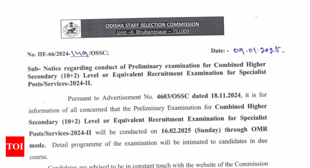 OSSC CHSL Prelims 2024 exam date released, check notice here