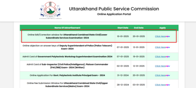 UKPSC lower PCS 2024 correction window opens: Check direct link to make changes in application form here