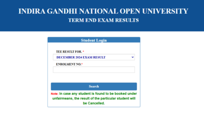 IGNOU December 2024 term-end exam results declared: Check direct link here – Times of India