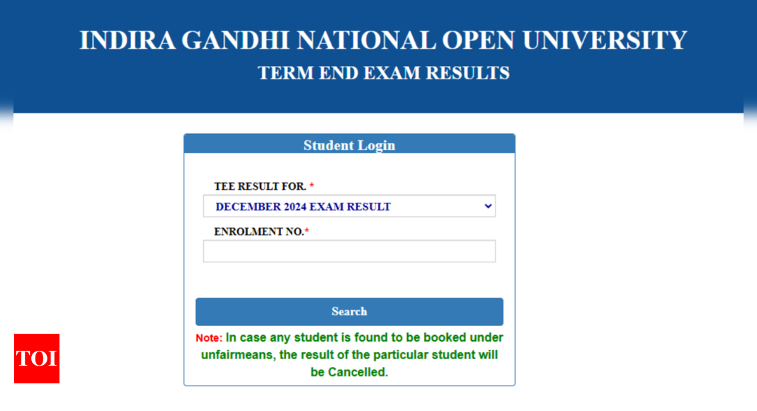 IGNOU December 2024 term-end exam results declared: Check direct link here