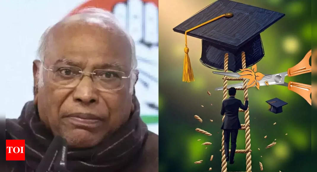 Congress chief Kharge criticises BJP-RSS over interference in higher education, claims 61% UGC budget cut | India News