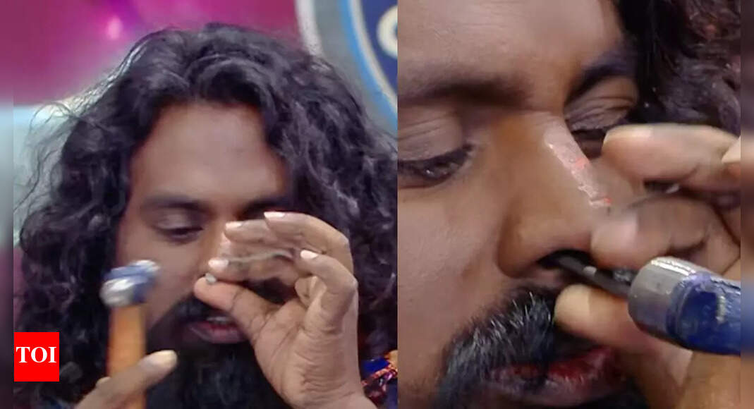 Man breaks world record by inserting nails into his nose after stopping fans with his tongue