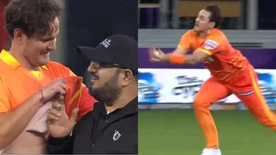 Poking umpire and stunning catch! Mark Adair shines in ILT20 debut despite Gulf Giants' narrow loss against Sharjah Warriorz - Watch