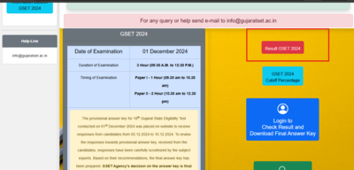 GSET 2024 result declared at gujaratset.ac.in: Direct link to check here | – Times of India