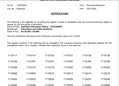 KPSC Assistant Information Officer prelims 2025 result released at keralapsc.gov.in: Direct link to check here