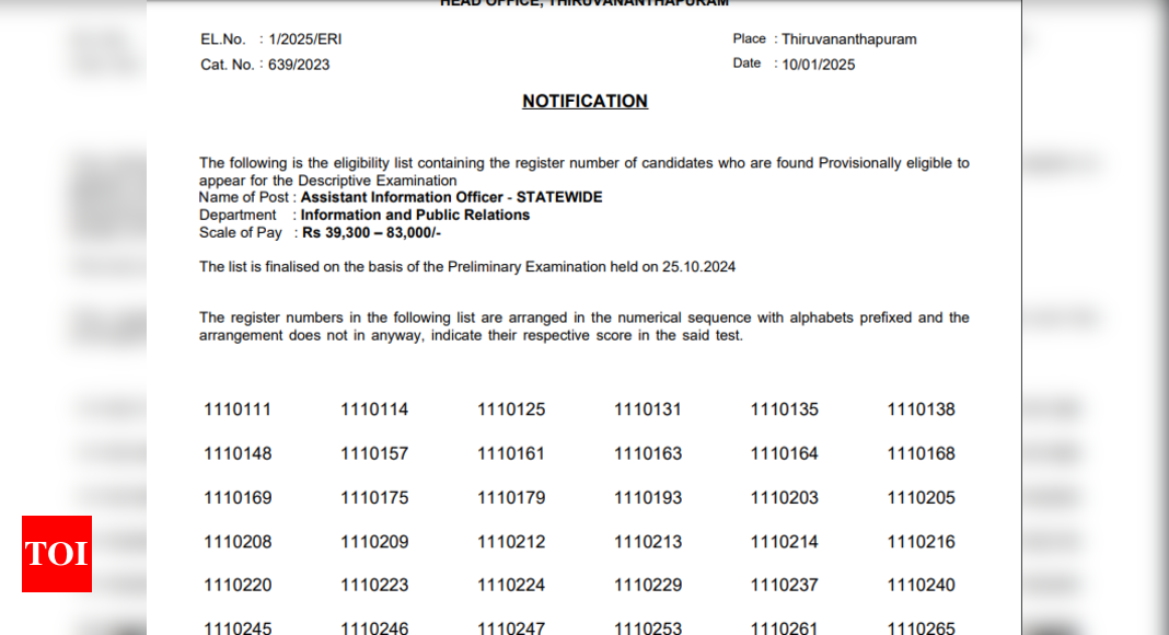 KPSC Assistant Information Officer prelims 2025 result released at keralapsc.gov.in: Direct link to check here