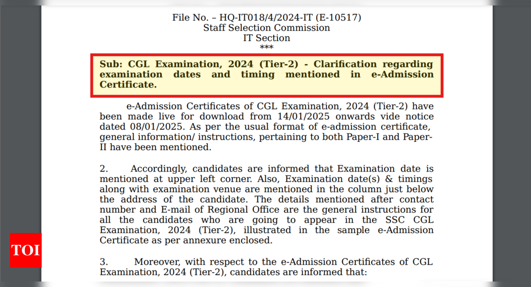 SSC issues important notice for CGL Tier 2 exam 2025: Check details here