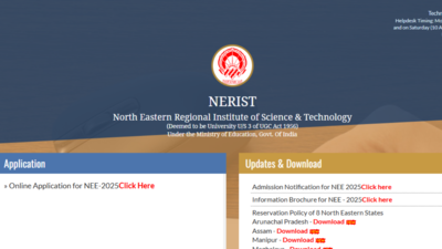 NERIST NEE 2025 application process begins: Check direct link here