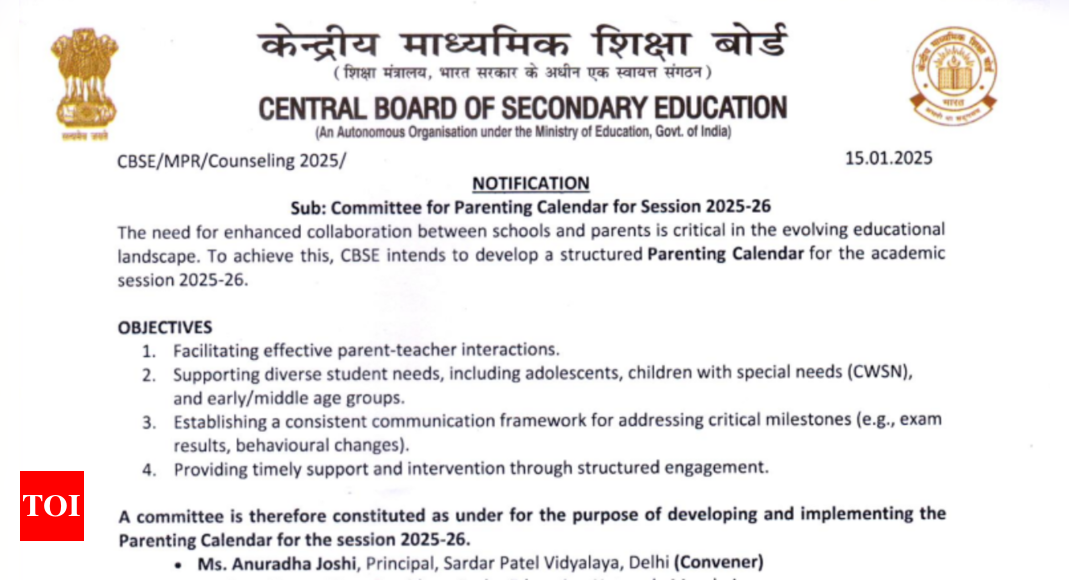 CBSE issues important notice regarding 'Parenting Calendar' for improved communication between parents and schools 