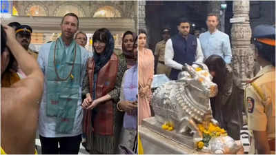 Chris Martin and Dakota Johnson visit Shri Babulnath Temple ahead of Coldplay's India concerts: Watch videos